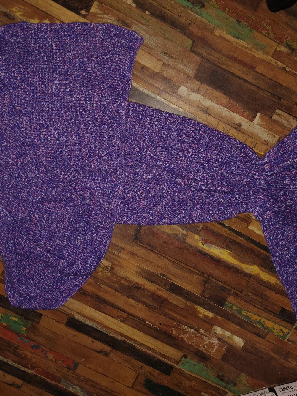 Kids Purple Mermaid Tail Knit Blanket